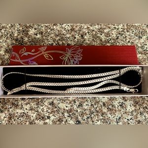 Stunning 24” & 8” 5mm 925 sterling silver necklace & bracelet set Cuban link